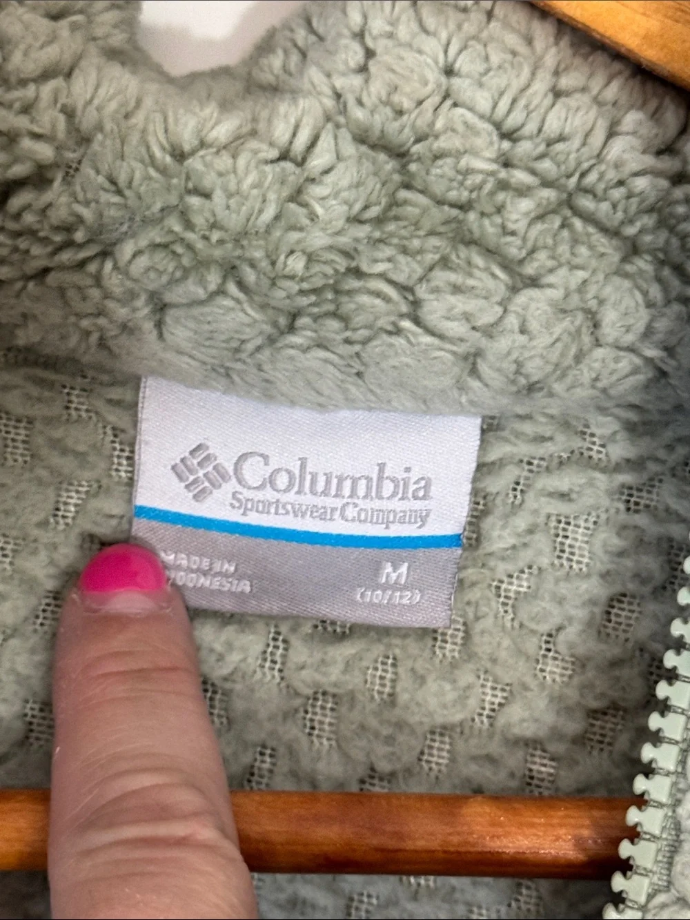 Columbia Kids Sage Green Quilted Fleece Jacket Sz Medium Teddy Bear Cozy Fluffy
